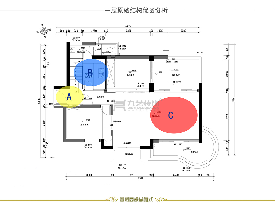 一層平面布置及立面索引圖